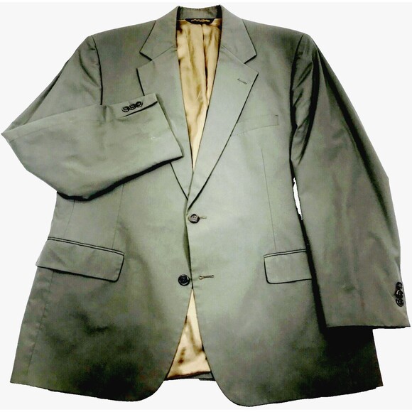 Brooks Brothers Vintage Sport Coat Canvas Cotton Khaki Green Gray 44 Blazer - Picture 1 of 14